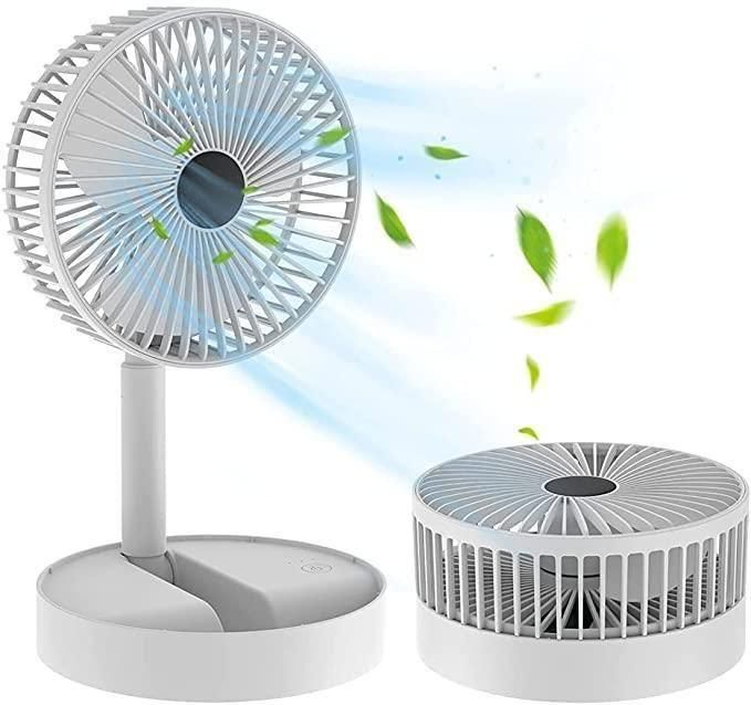 High Speed Rechargeable Table Fan for Home | Foldable USB Charging Battery Fan  |  3 Speed Modes Portable fan for Home, Office, Kitchen