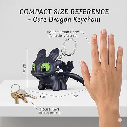 Dragon Keychain Toy with LED Light & Moving Wings, Night Fury Glowing Dragon Keychain | Mini Fantasy Figure Creature Charm for Car Dashboard, Bike Keys, Backpack Bag Accessory & Kids Gift