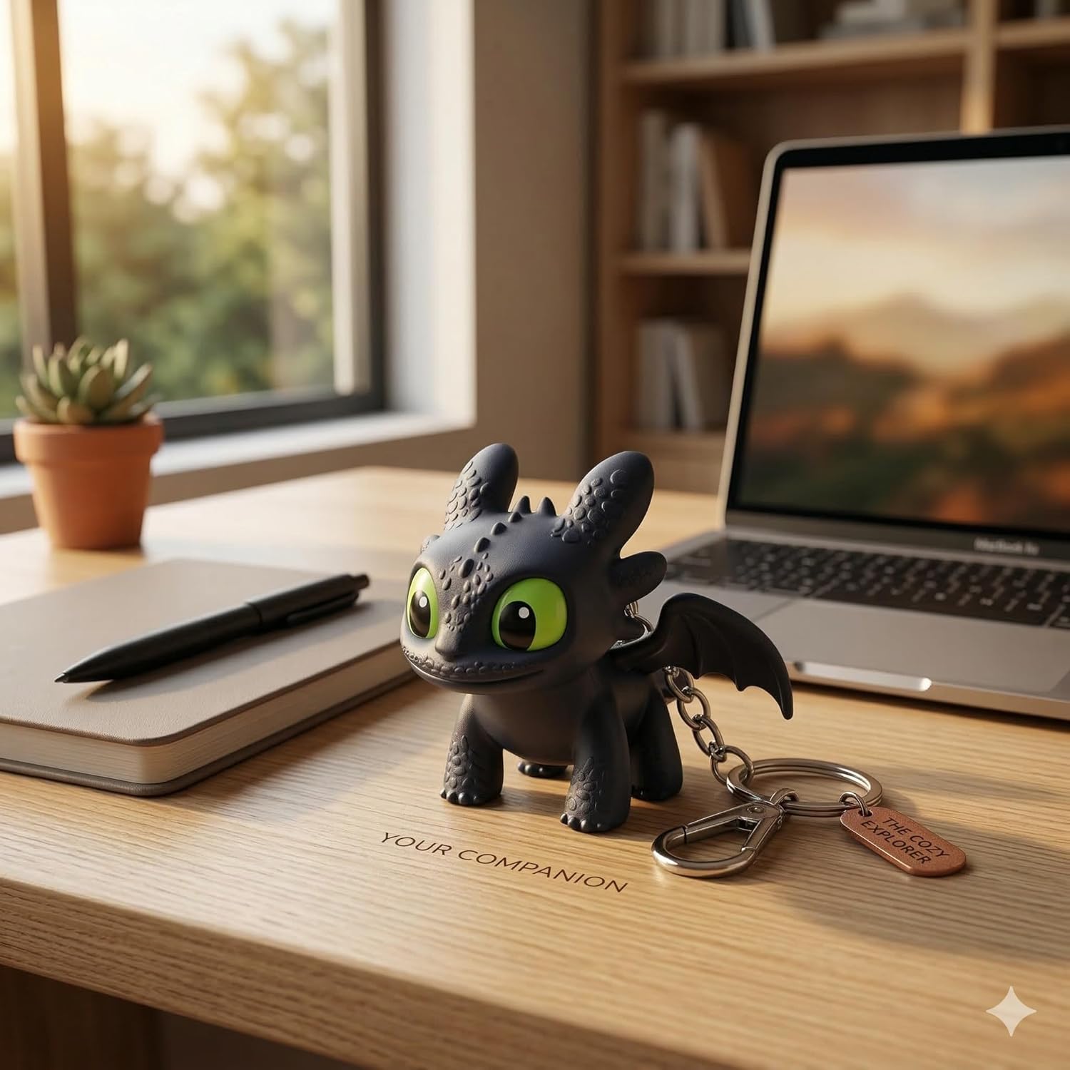Dragon Keychain Toy with LED Light & Moving Wings, Night Fury Glowing Dragon Keychain | Mini Fantasy Figure Creature Charm for Car Dashboard, Bike Keys, Backpack Bag Accessory & Kids Gift