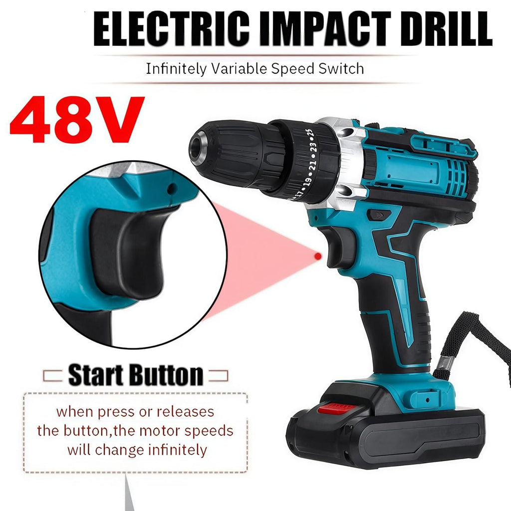 Impact Drill and Driver Set - Power Tool Kit with 2 Batteries